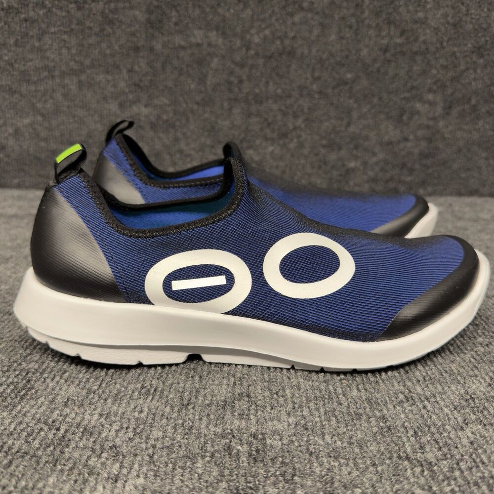 Oofos Mens Oomg Sport Slip On Recovery Shoe Size 11.5 Navy Blue White Gym Loafer